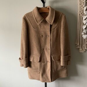 60s 70s Vintage Surrey Classics Double Breasted Car Coat Camel Tan Size Large